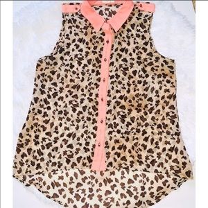 E hanger M blouse Anthropologie leopard print